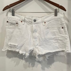 White Levi 501 High Rise Jean Shorts